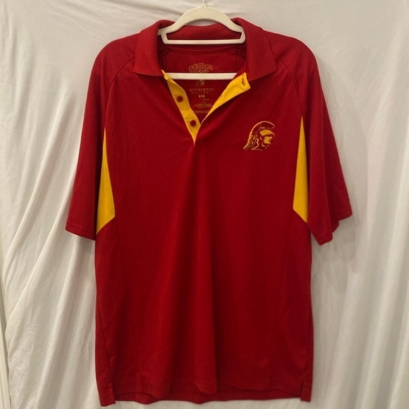 USC Trojan Polo Shirt vintage XL red and gold - Picture 1 of 5
